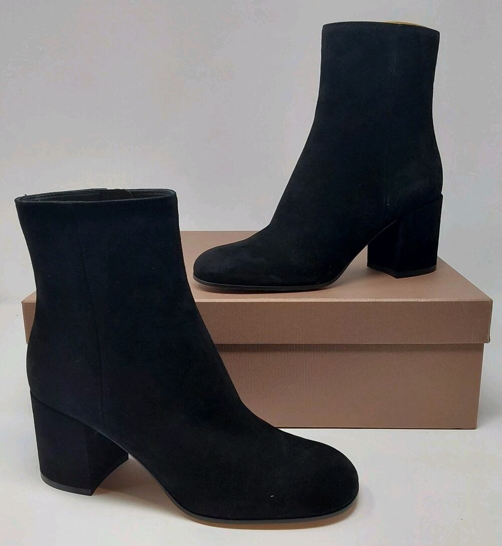 Gianvito Rossi Joelle Black Suede Ankle Boots Women's EU 36.5 US 6 Block Heel